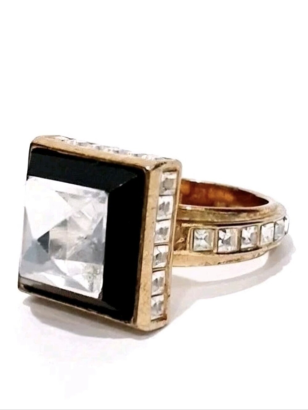 Henri Bendel Pyramid King Tut Rhinestone & Crystal Statement Estate Ring Sz. 7